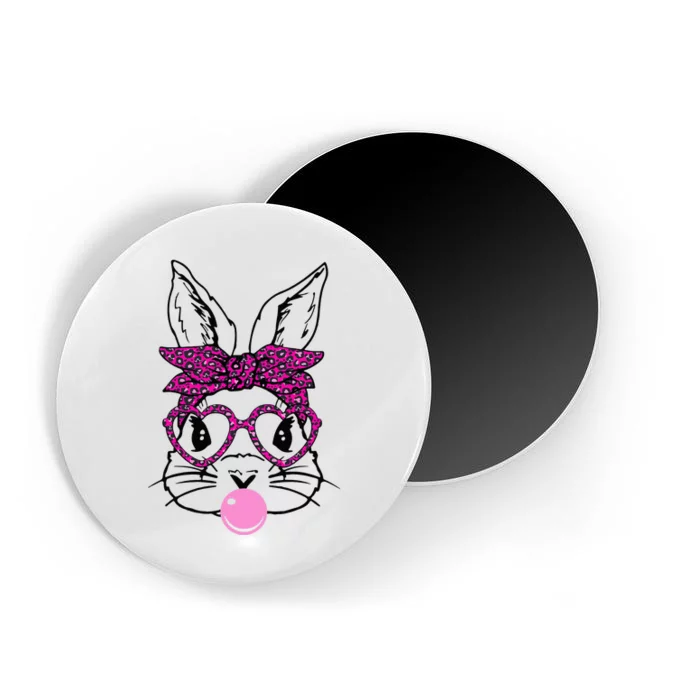 Bunny With Leopard Bandana Heart Glasses Easter Magnet