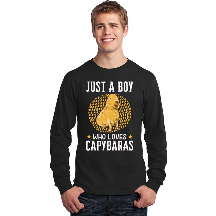 Boy who loves Capybaras South American Capybara Long Sleeve Shirt