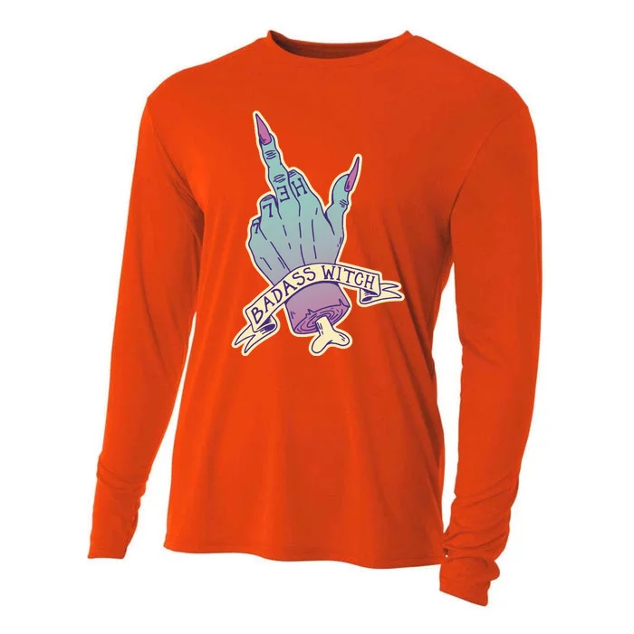 Badass Witch Middle Finger Cooling Performance Long Sleeve Crew