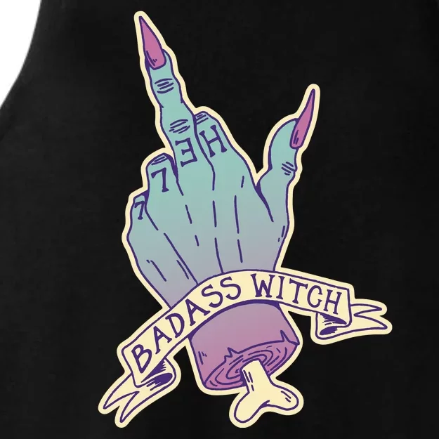 Badass Witch Middle Finger Ladies Tri-Blend Wicking Tank