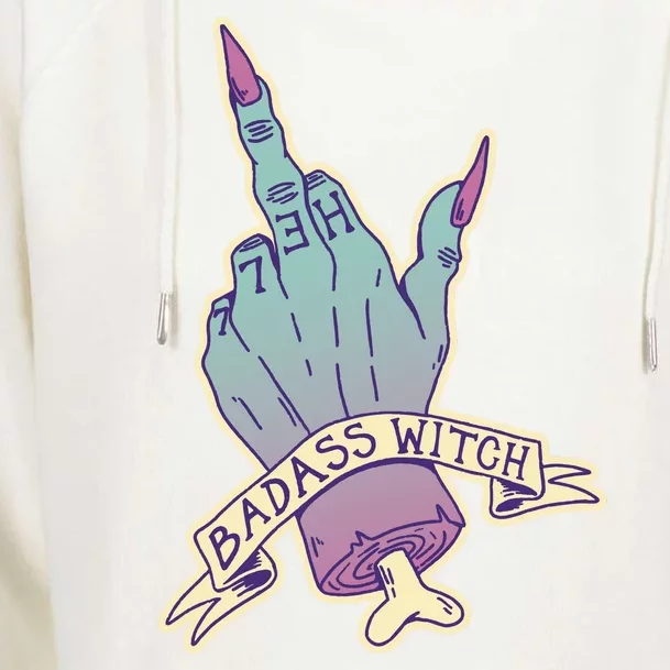 Badass Witch Middle Finger Womens Funnel Neck Pullover Hood