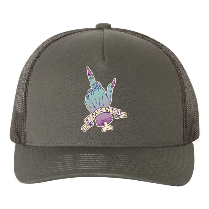 Badass Witch Middle Finger Yupoong Adult 5-Panel Trucker Hat