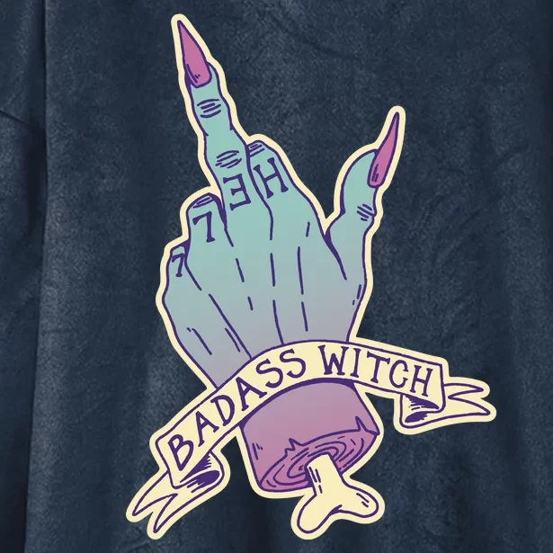 Badass Witch Middle Finger Hooded Wearable Blanket