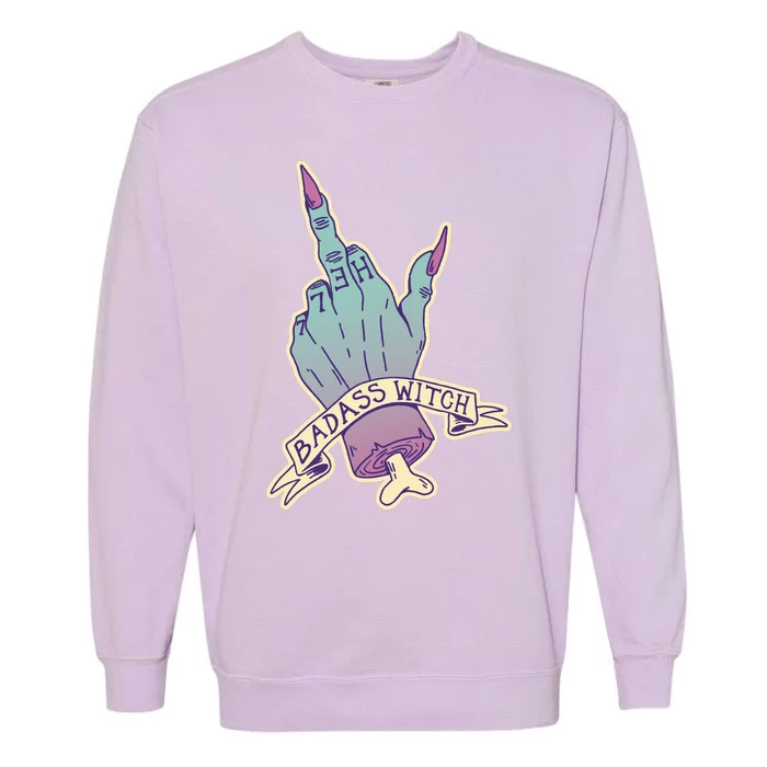 Badass Witch Middle Finger Garment-Dyed Sweatshirt