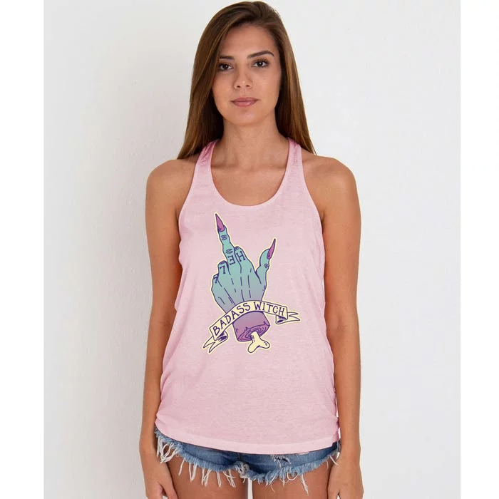 Badass Witch Middle Finger Women's Knotted Racerback Tank