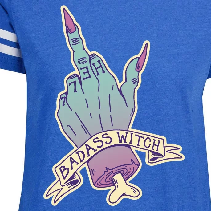 Badass Witch Middle Finger Enza Ladies Jersey Football T-Shirt