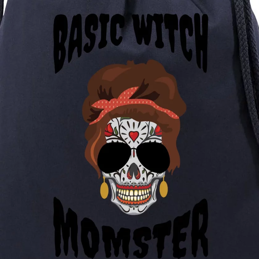 Basic Witch Momster Sugar Skull Brunette Mom Funny Mother Cool Gift Drawstring Bag