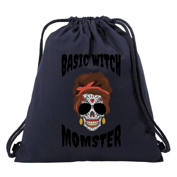 Basic Witch Momster Sugar Skull Brunette Mom Funny Mother Cool Gift Drawstring Bag