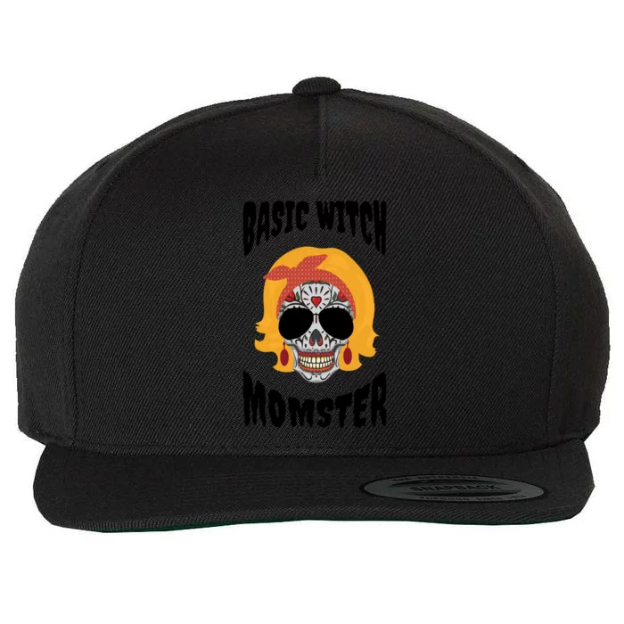 Basic Witch Momster Sugar Skull Ginger Funny Halloween Mom Gift Wool Snapback Cap