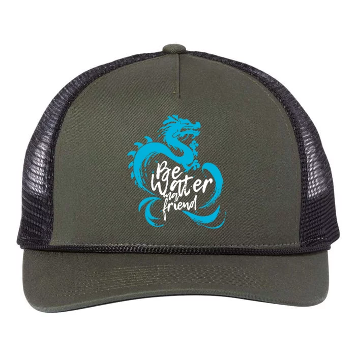 Be Water My Friend Water Dragon Retro Rope Trucker Hat Cap