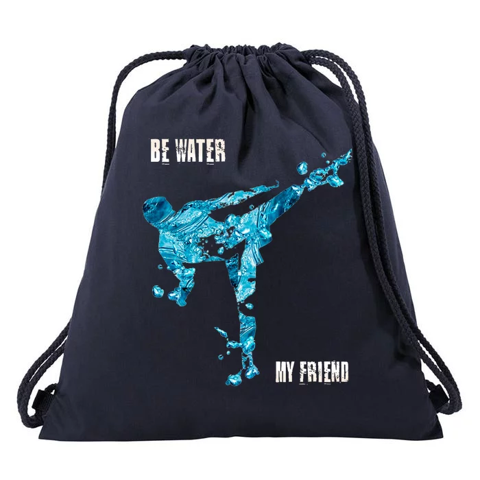 Be Water My Friend Ripple Quote Drawstring Bag