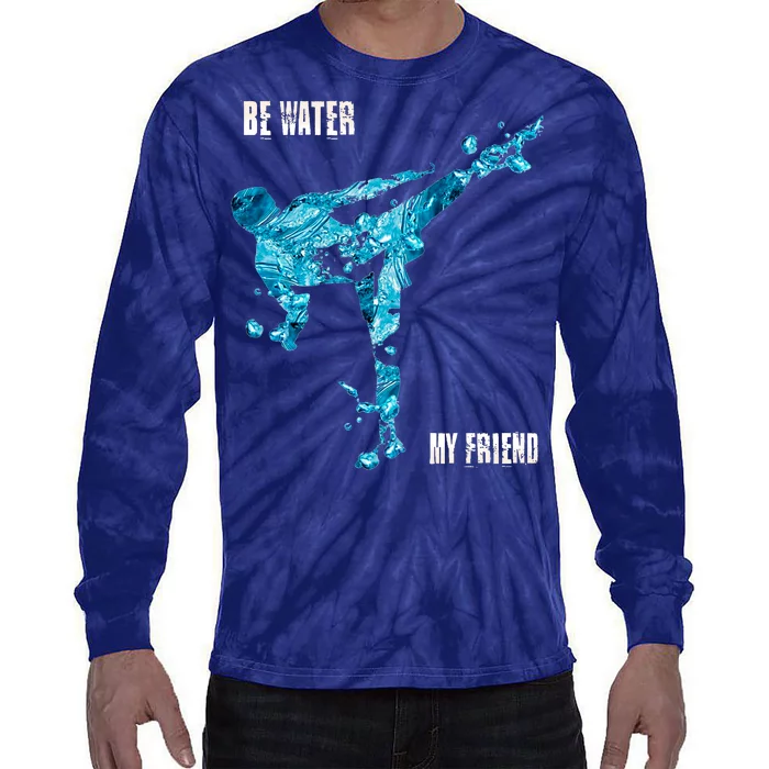 Be Water My Friend Ripple Quote Tie-Dye Long Sleeve Shirt