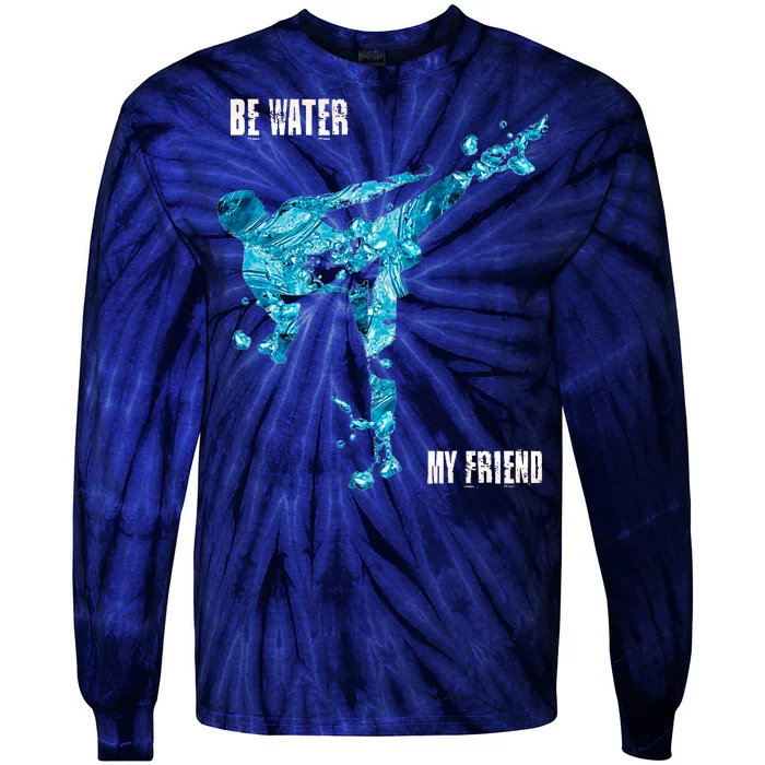 Be Water My Friend Ripple Quote Tie-Dye Long Sleeve Shirt