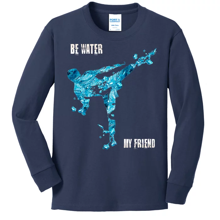 Be Water My Friend Ripple Quote Kids Long Sleeve Shirt