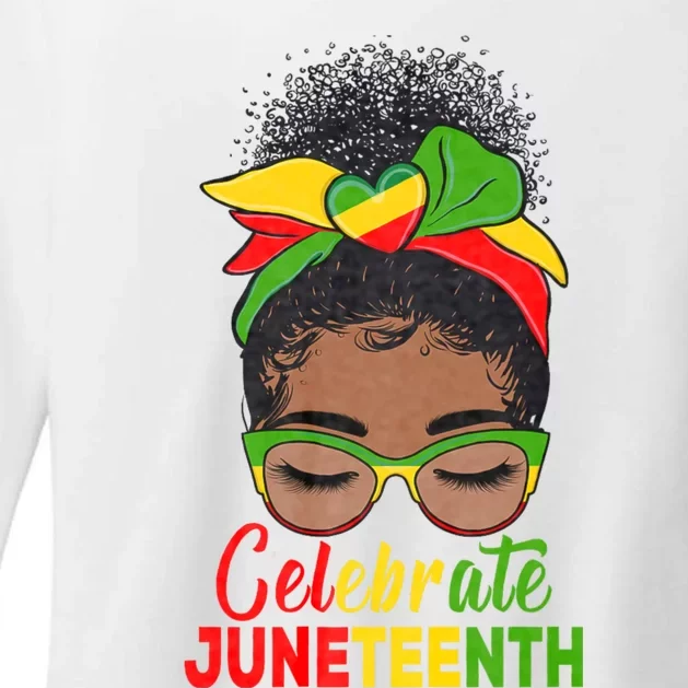 Black Women Messy Bun Juneteenth Celebrate Indepedence Day Womens CVC Long Sleeve Shirt