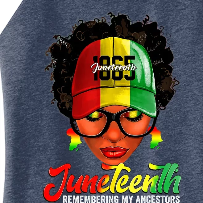 Black Women Messy Bun Juneteenth Remembering My Ancestors Women’s Perfect Tri Rocker Tank