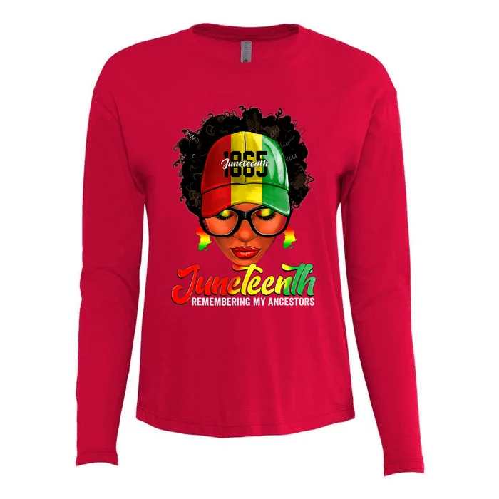 Black Women Messy Bun Juneteenth Remembering My Ancestors Womens Cotton Relaxed Long Sleeve T-Shirt