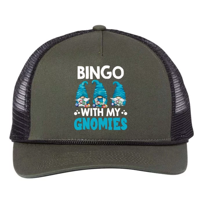 Bingo With My Gnomies Funny Bingo Gnome Retro Rope Trucker Hat Cap