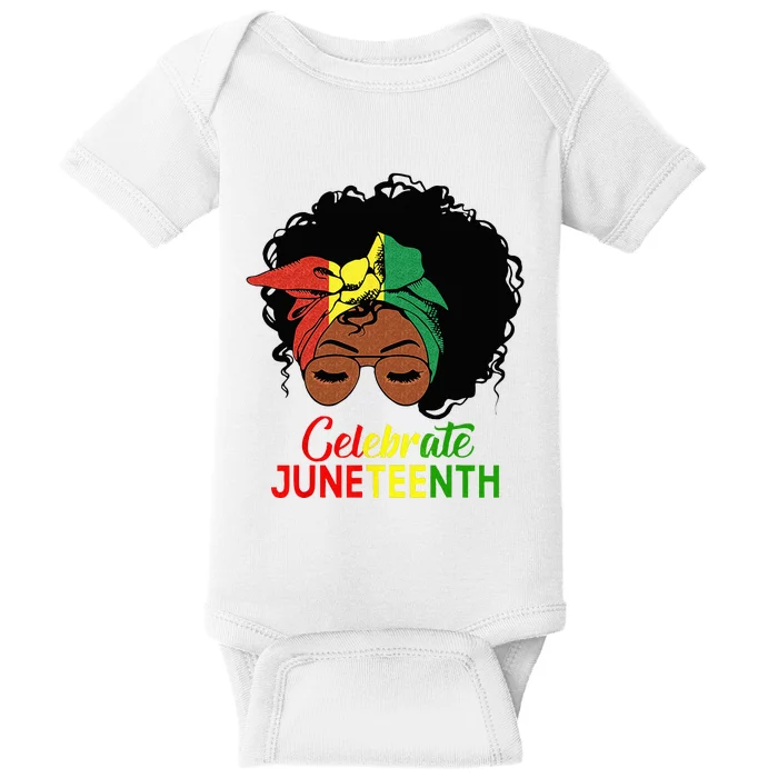 Black Wo Messy Bun Juneteenth Celebrate Indepedence Day Baby Bodysuit