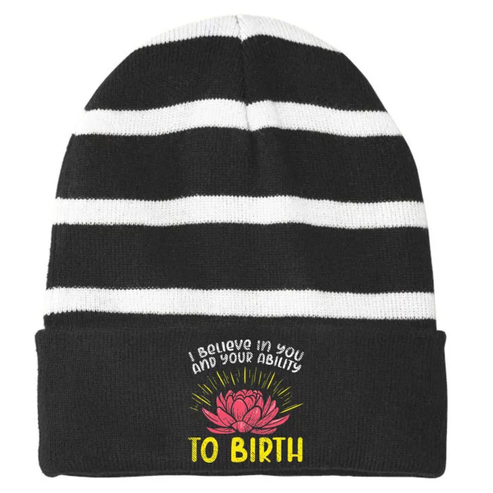 Birth Worker, Midwife, Doula, Childbirth Educator Striped Beanie with Solid Band