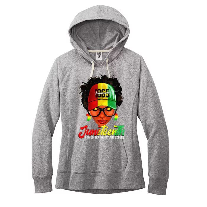 Black Women Messy Bun Juneteenth Remembering My Ancestors Women's Fleece Hoodie