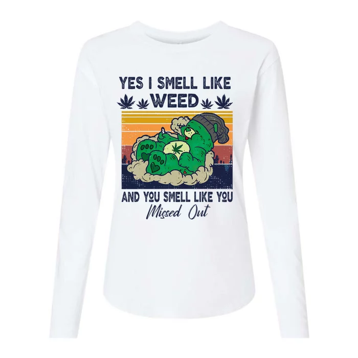 Bear Weed Marijuana 420 Smoker Yes I Smell Like Weed Womens Cotton Relaxed Long Sleeve T-Shirt