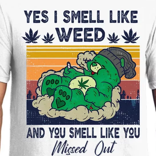 Bear Weed Marijuana 420 Smoker Yes I Smell Like Weed Pajama Set