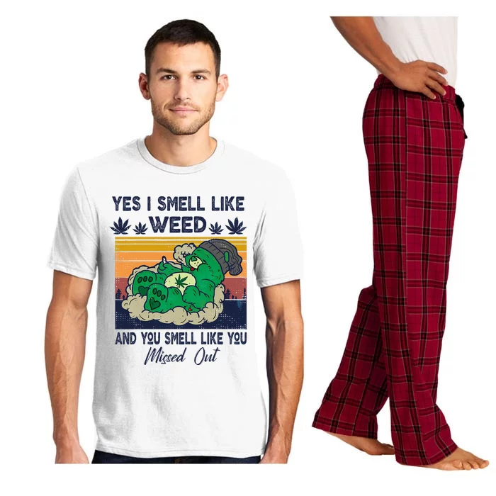 Bear Weed Marijuana 420 Smoker Yes I Smell Like Weed Pajama Set