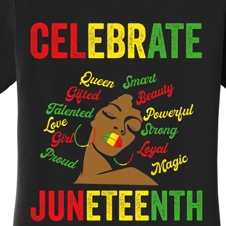 Black Women Messy Bun Juneteenth Celebrate Indepedence Day Women's T-Shirt