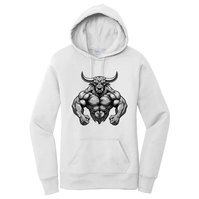 Bull With Muscles Taurus Workout Gym Women's Pullover Hoodie