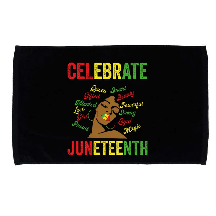 Black Wo Messy Bun Juneteenth Celebrate Indepedence Day Microfiber Hand Towel