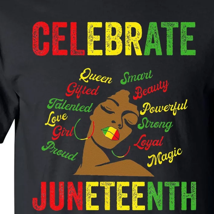 Black Women Messy Bun Juneteenth Celebrate Indepedence Day Tall T-Shirt