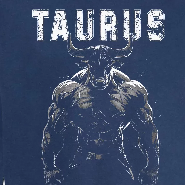 Bull With Muscles Taurus Workout Gym Garment-Dyed Sweatshirt