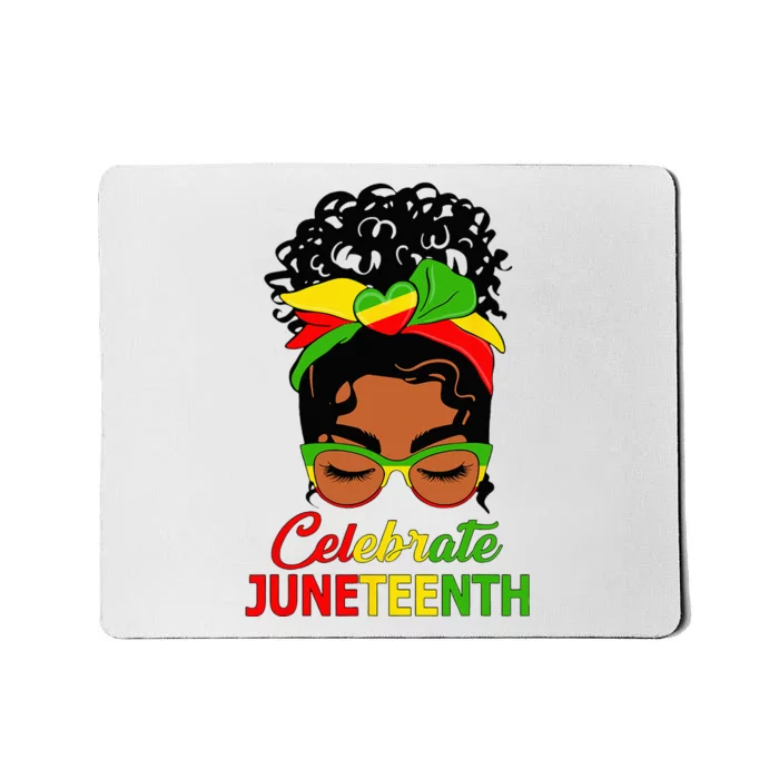 Black Wo Messy Bun Juneteenth Celebrate Indepedence Day Mousepad