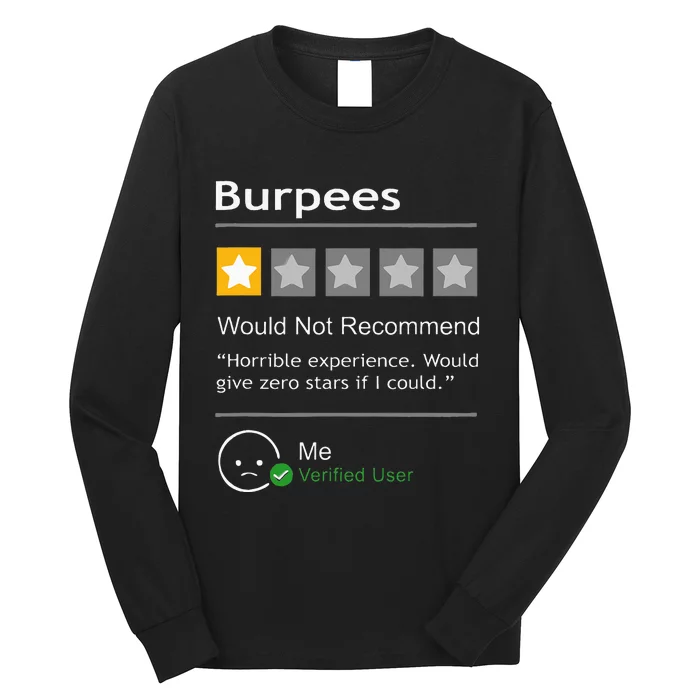 Burpees Would Not Recommend Gift Funny Workout Long Sleeve Shirt