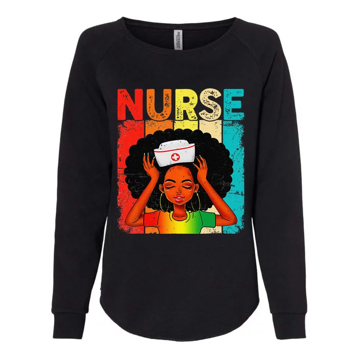 Black Woman Nurse Afro Black History Month Juneteenth Retro Womens California Wash Sweatshirt