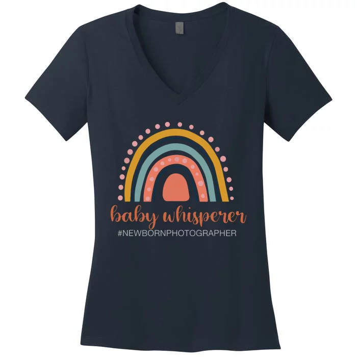 Baby Whisperer Newborn Photographer Rainbow Photographer Women's V-Neck T-Shirt