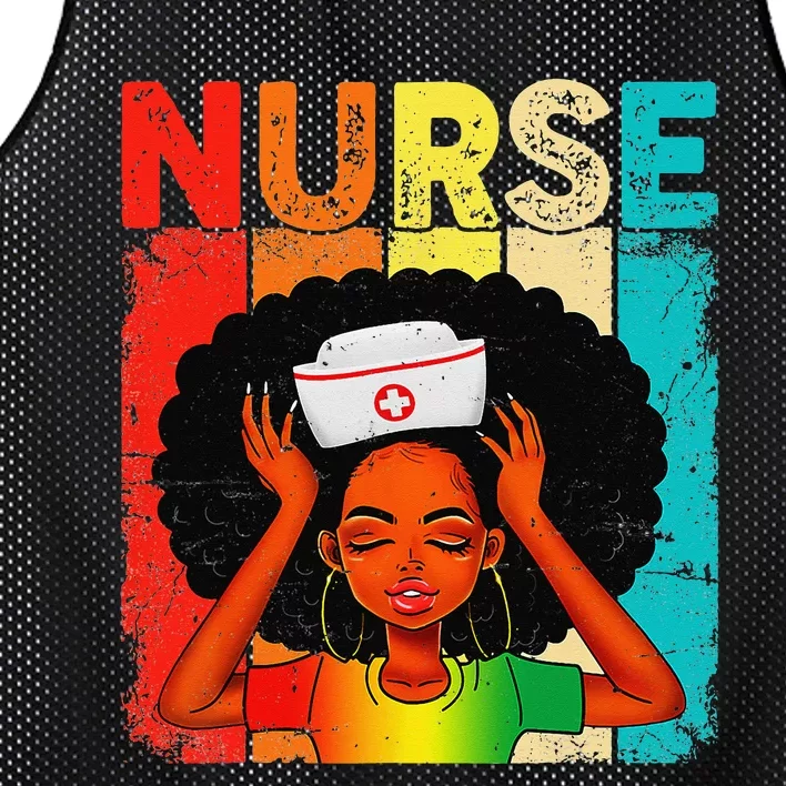 Black Woman Nurse Afro Black History Month Juneteenth Retro Mesh Reversible Basketball Jersey Tank