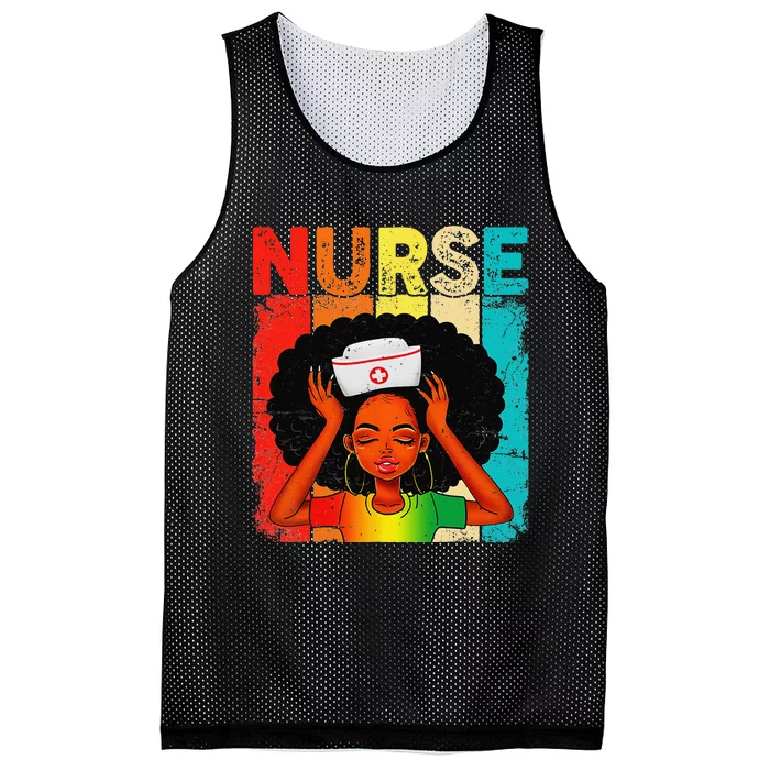 Black Woman Nurse Afro Black History Month Juneteenth Retro Mesh Reversible Basketball Jersey Tank