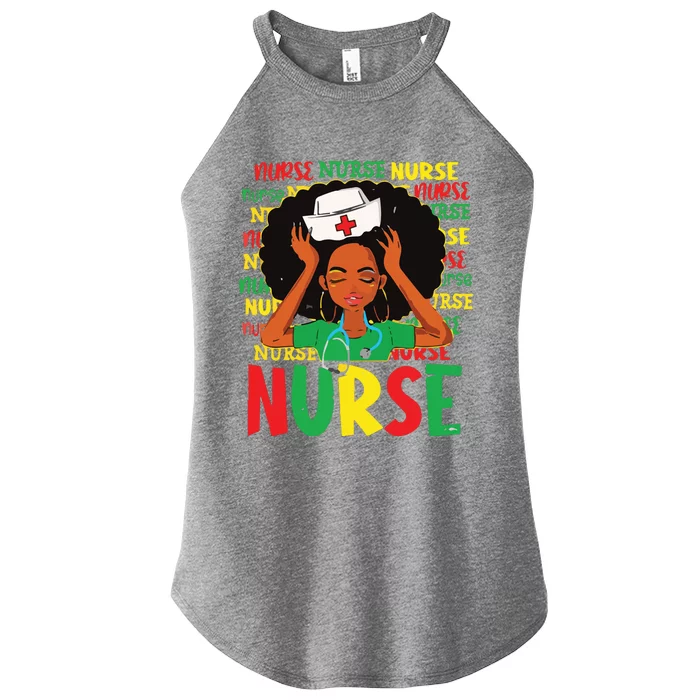 Black Woman Nurse Afro Retro Juneteenth Black History Month Women’s Perfect Tri Rocker Tank