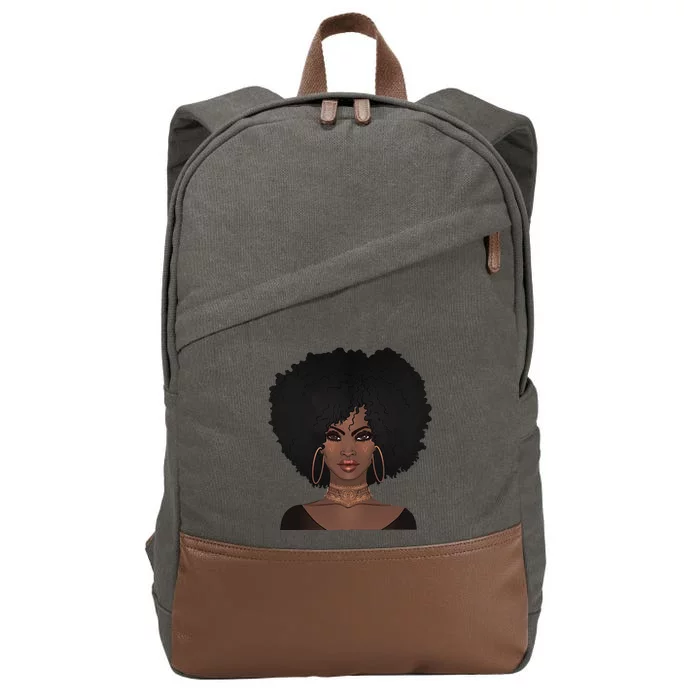 Black Woman Natural Afro Hair Cotton Canvas Backpack