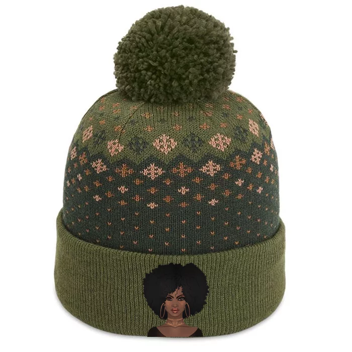 Black Woman Natural Afro Hair The Baniff Cuffed Pom Beanie