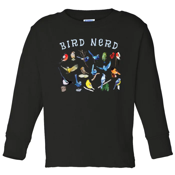 Bird Watching Nerd Birdwatching Birds Lover Cute Funny Gift Toddler Long Sleeve Shirt