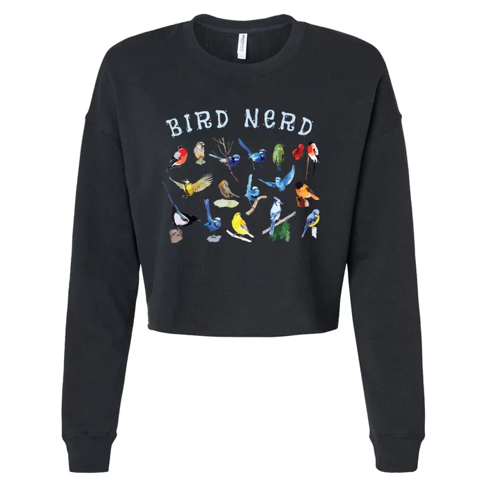 Bird Watching Nerd Birdwatching Birds Lover Cute Funny Gift Cropped Pullover Crew