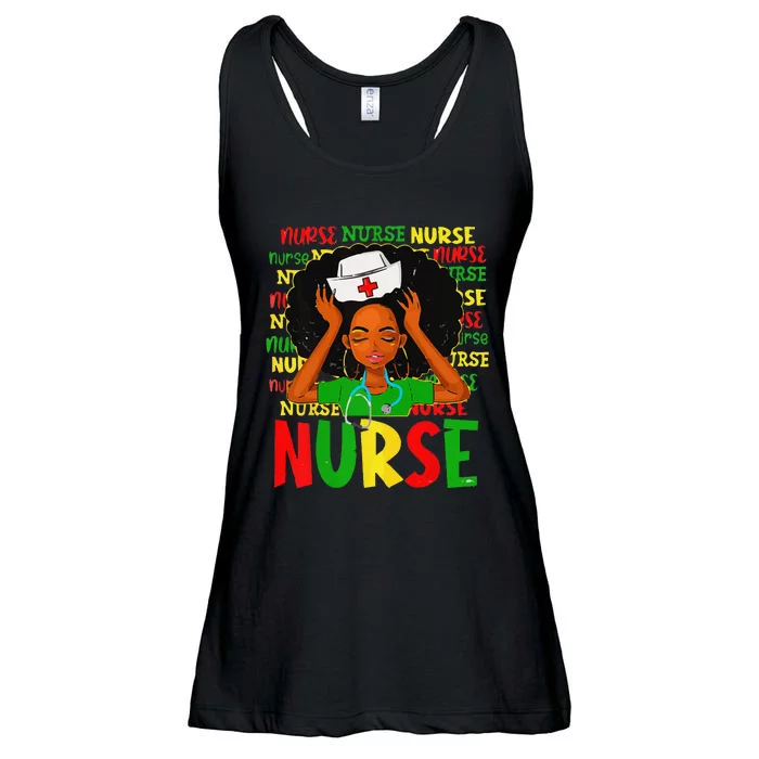 Black Woman Nurse Afro Retro Juneteenth Black History Month Ladies Essential Flowy Tank