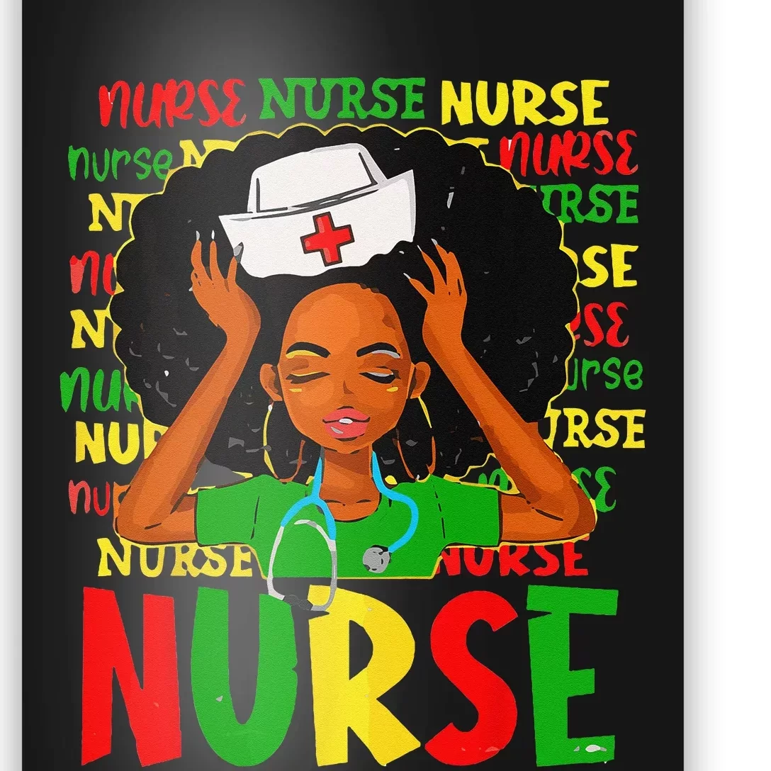 Black Woman Nurse Afro Retro Juneteenth Black History Month Poster