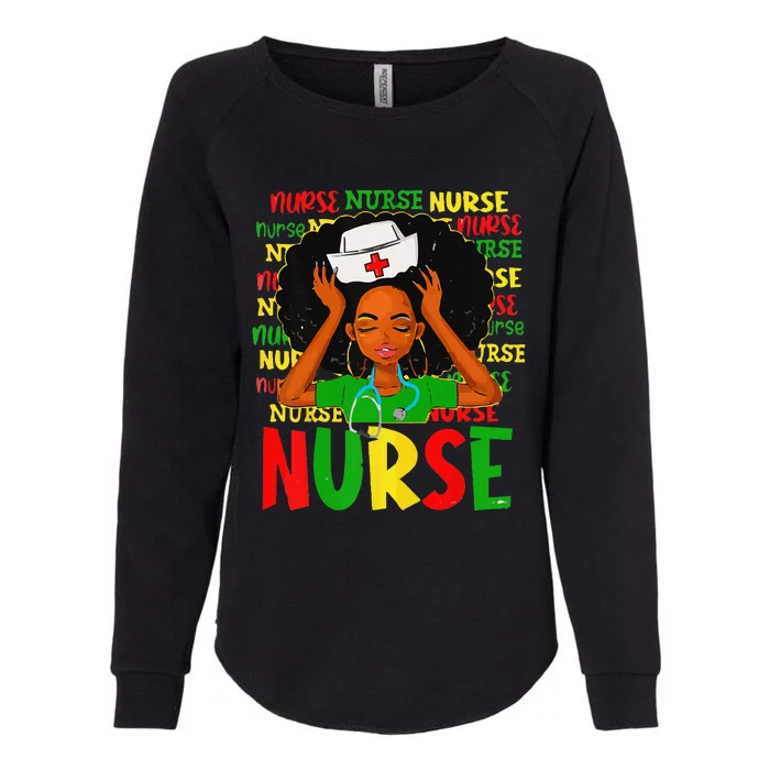 Black Woman Nurse Afro Retro Juneteenth Black History Month Womens California Wash Sweatshirt