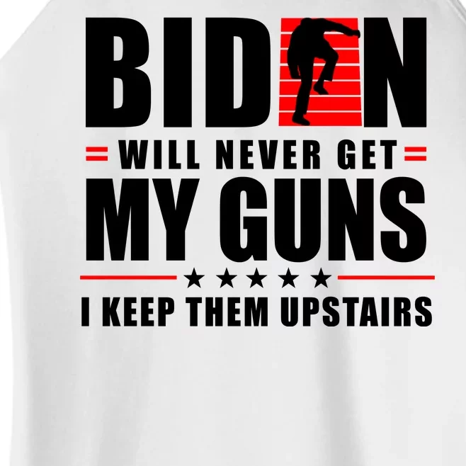 Biden Will Never Get My Guns I Keep The Upstairs Funny Politcal Women’s Perfect Tri Rocker Tank