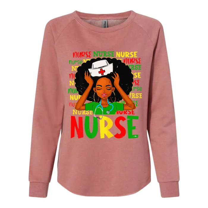 Black Women Nurse Afro Retro Juneteenth Black Month History Womens California Wash Sweatshirt