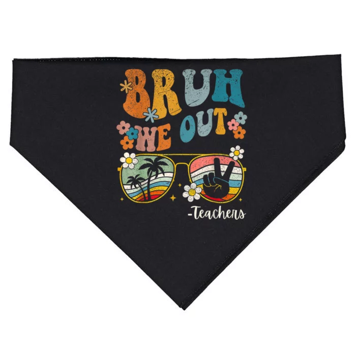 Bruh We Out Teachers Last Day Of School End Of School Year USA-Made Doggie Bandana